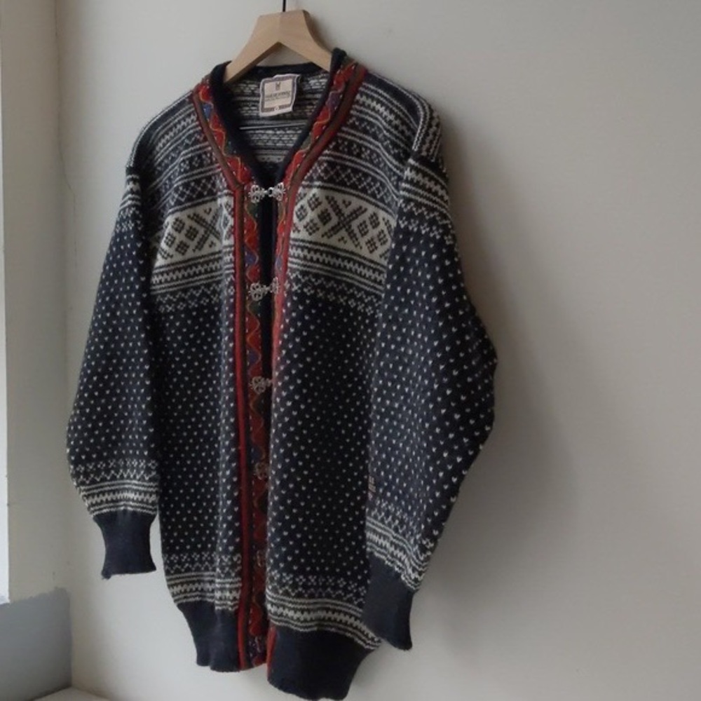 Dale Of Norway Clasp Wool Cardigan Sweater Nordic Print Unisex Medium - Picture 2 of 7